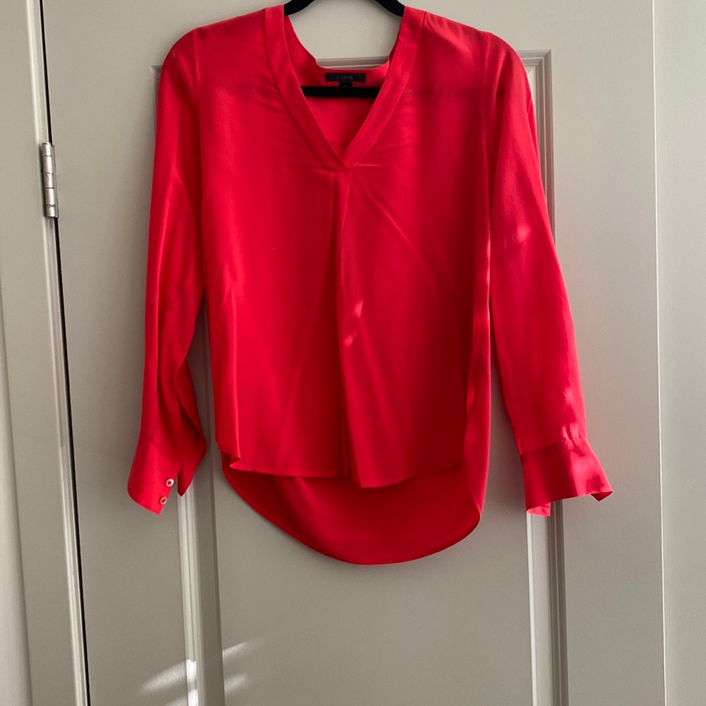 J crew 100% silk red v neck